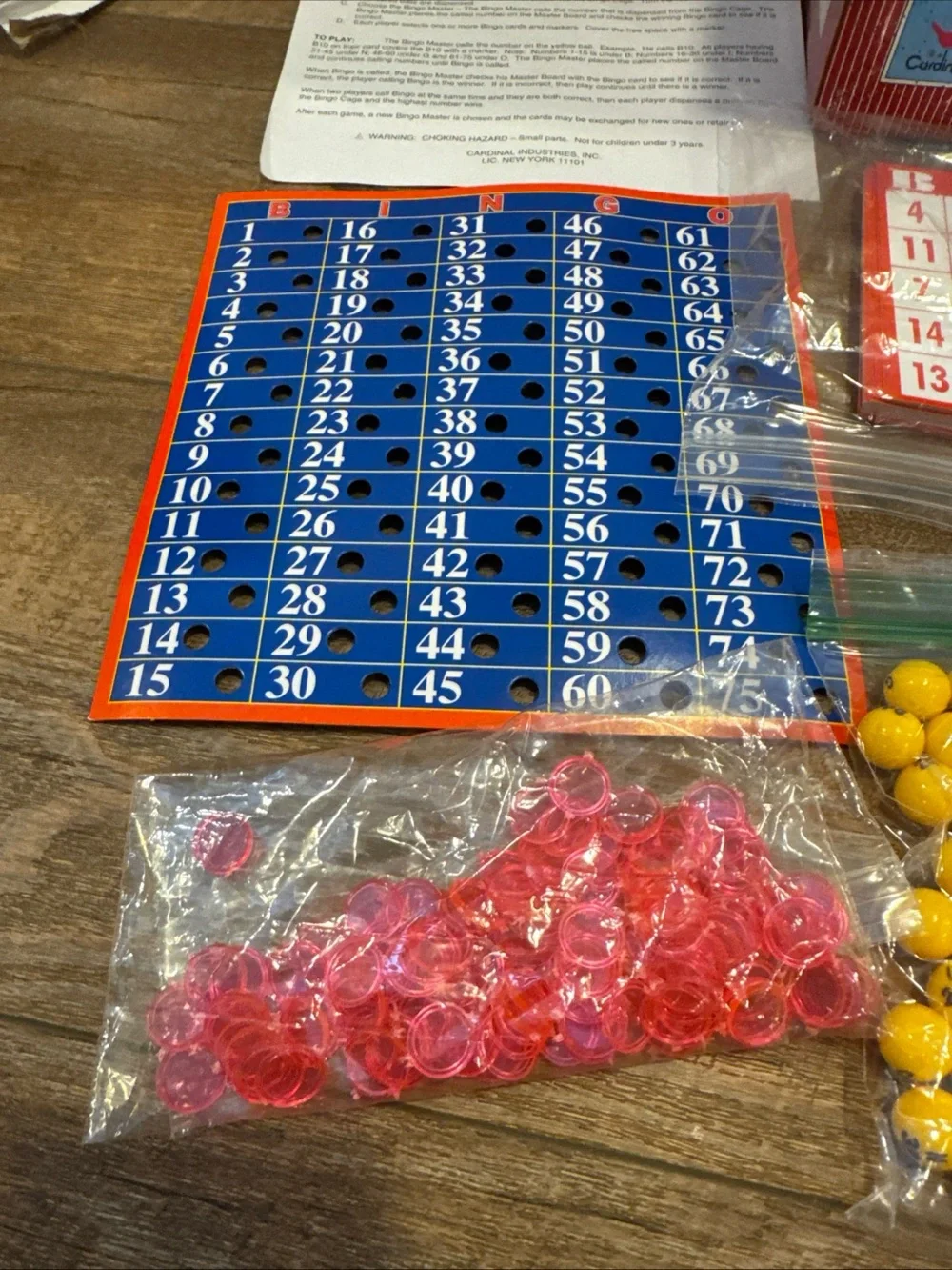 2004 Cardinal Deluxe Bingo Family Game with Box, Balls, Cage, Cards, Directions